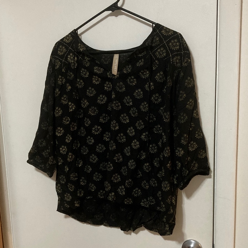Mata Traders Black Gold Blouse Small EUC